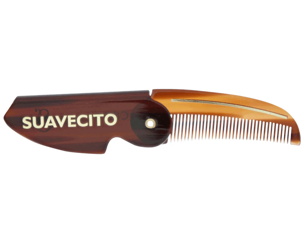 Deluxe Folding Mustache Comb - Amber - Image 2
